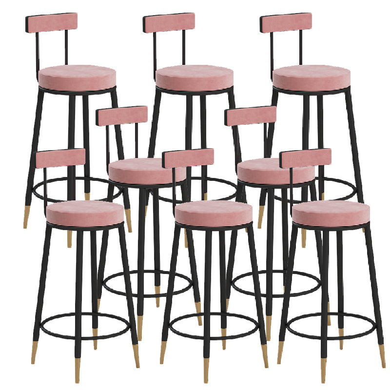 Glam Upholstered Counter Stool Bar-height Low Back Bar Stool with Metal Base