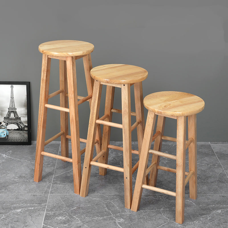 Backless Solid Wood Round Chair Industrial Wooden Counter Chair with 4 Legs
