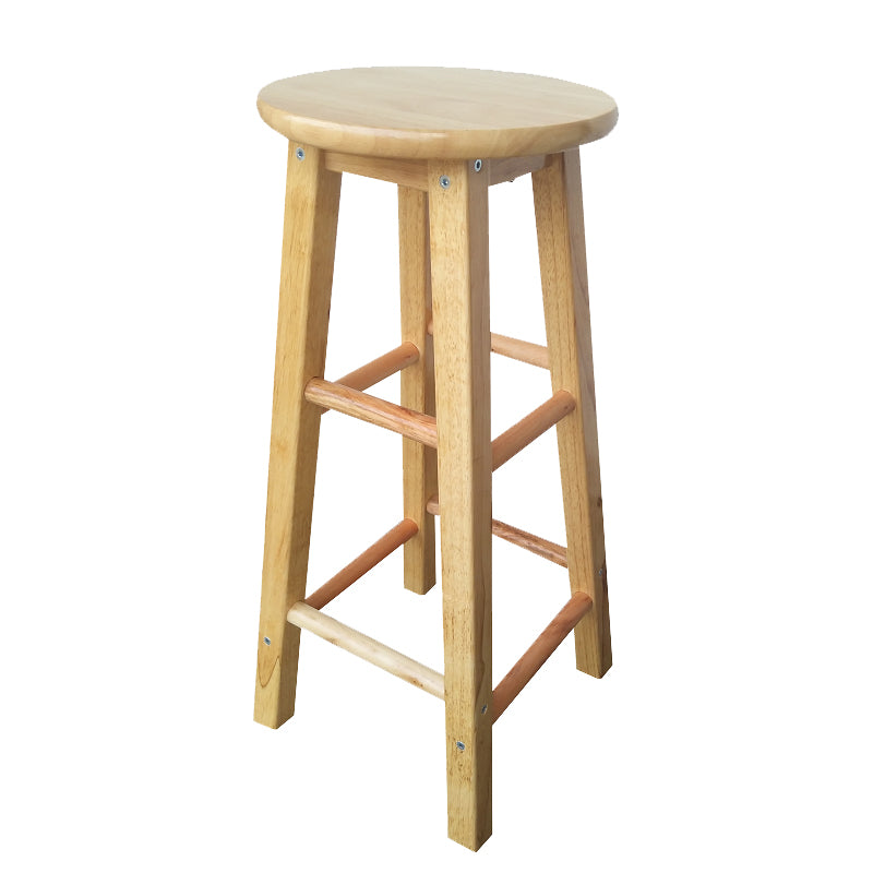 Backless Solid Wood Round Chair Industrial Wooden Counter Chair with 4 Legs