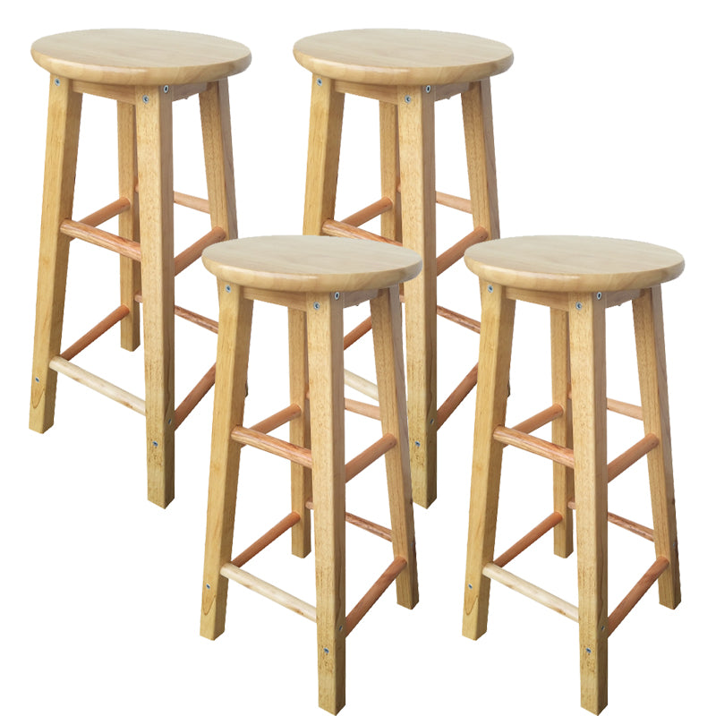 Backless Solid Wood Round Chair Industrial Wooden Counter Chair with 4 Legs