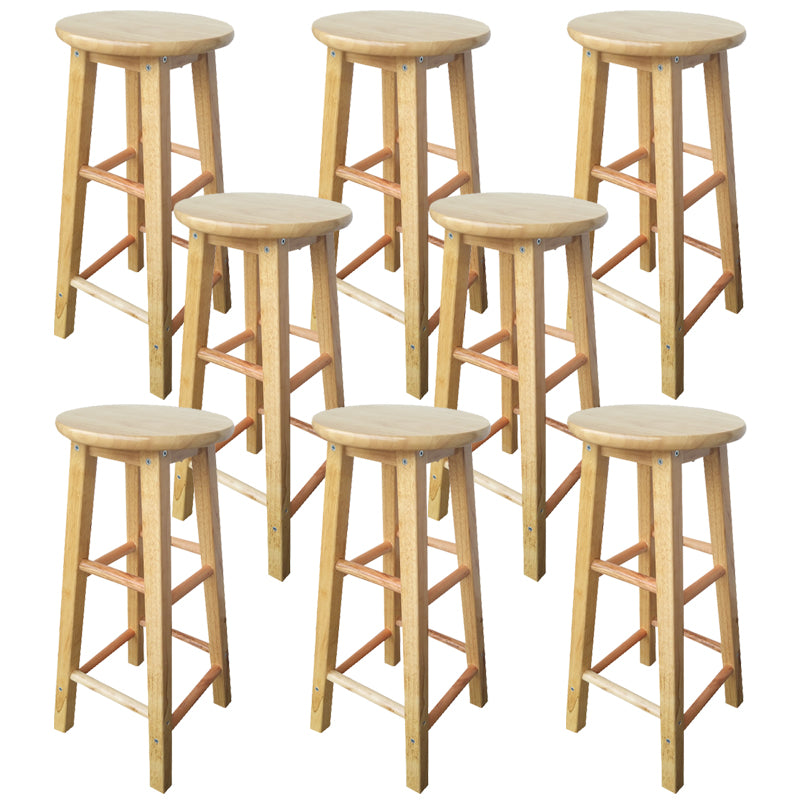 Backless Solid Wood Round Chair Industrial Wooden Counter Chair with 4 Legs