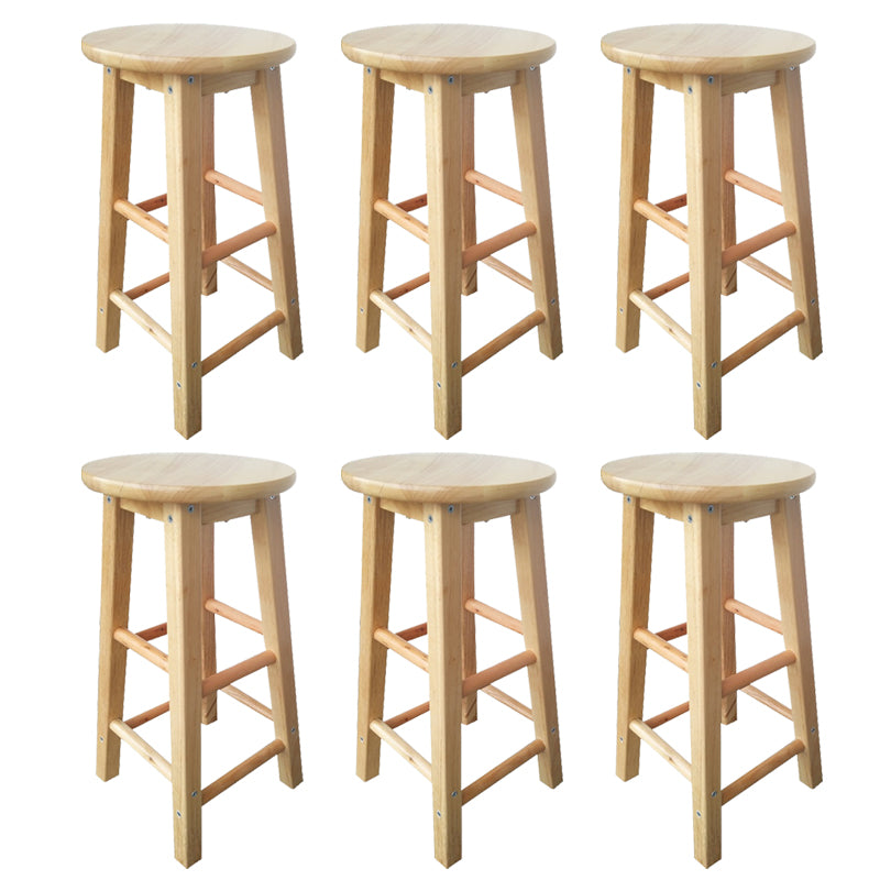 Backless Solid Wood Round Chair Industrial Wooden Counter Chair with 4 Legs