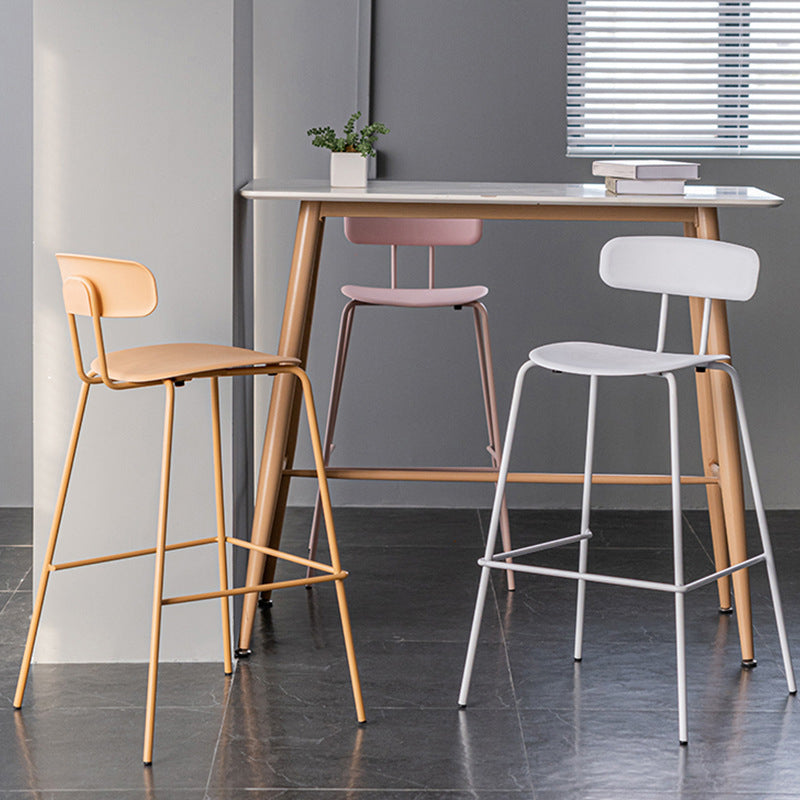 Luxurious Backrest Counter Stool with Metal Base Plastic Armless Cafe Bar Stool