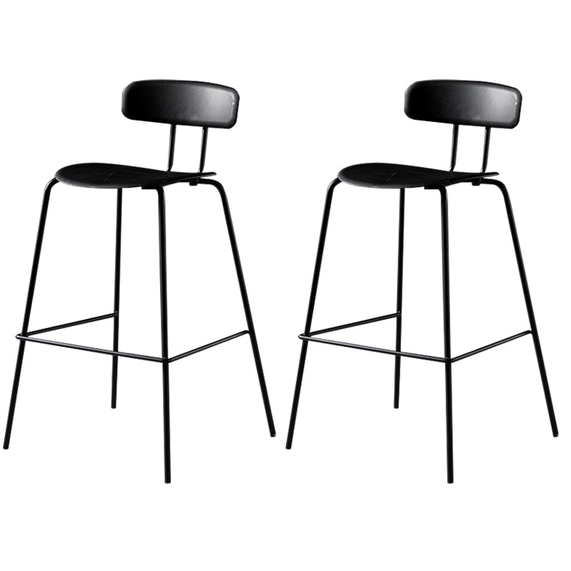 Luxurious Backrest Counter Stool with Metal Base Plastic Armless Cafe Bar Stool