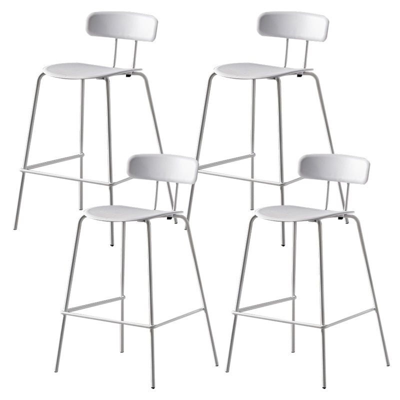 Luxurious Backrest Counter Stool with Metal Base Plastic Armless Cafe Bar Stool