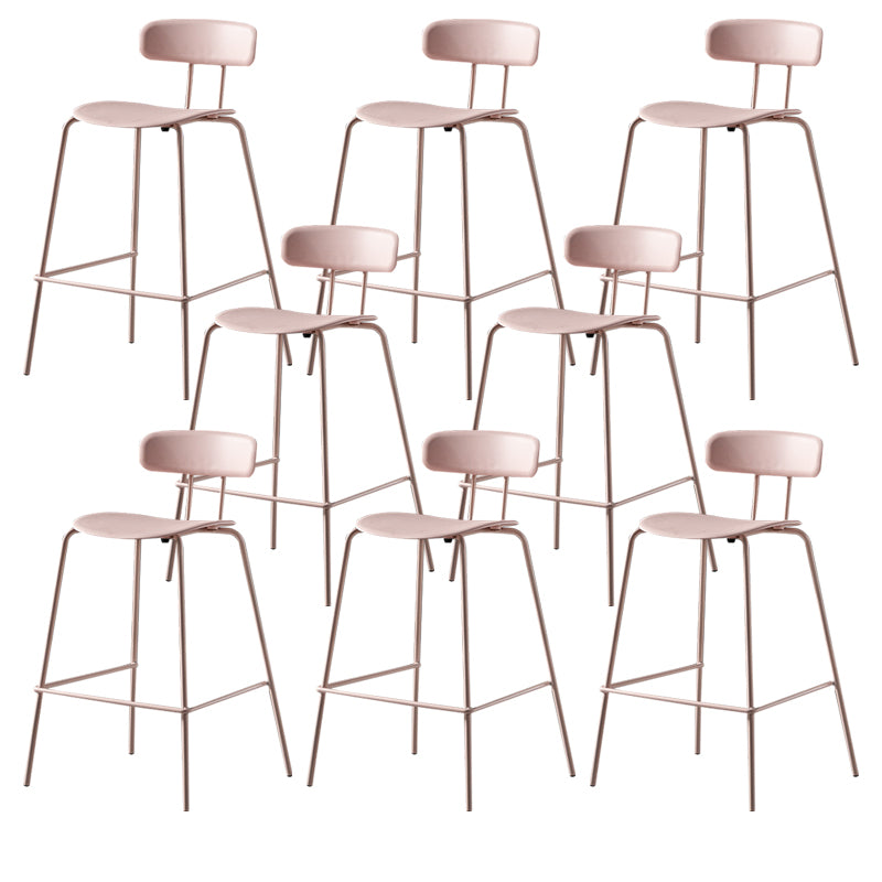 Luxurious Backrest Counter Stool with Metal Base Plastic Armless Cafe Bar Stool