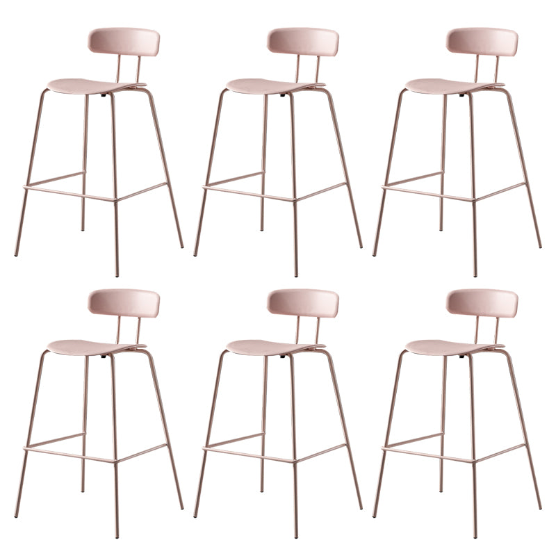 Luxurious Backrest Counter Stool with Metal Base Plastic Armless Cafe Bar Stool