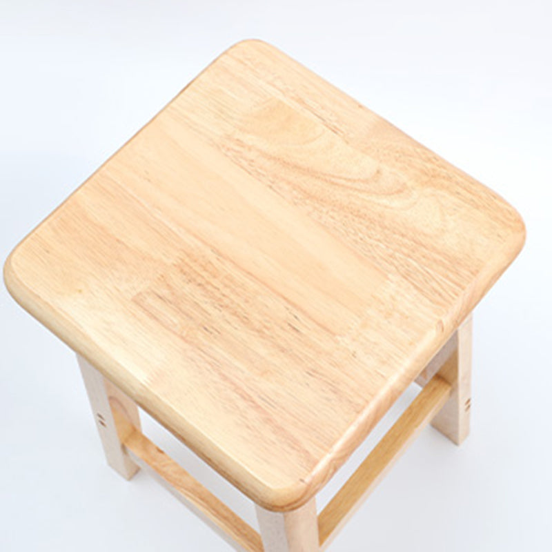 Industrial Wooden Counter Chair Square Backless Solid Wood Round High Chair with 4 Legs