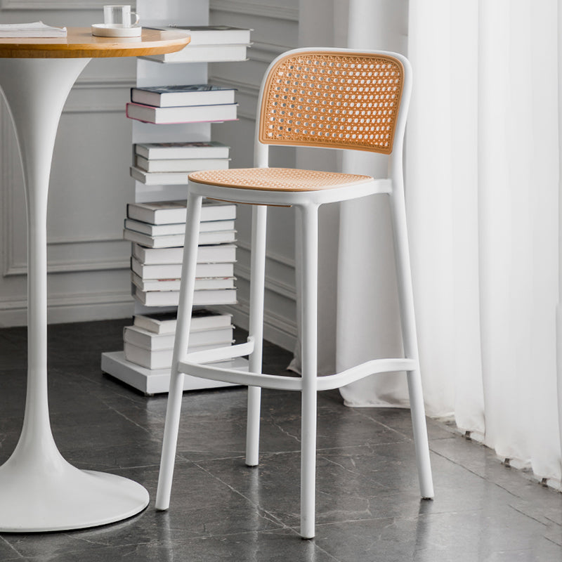 Nordic Backrest Counter Stool with Metal Base Plastic Armless Bar Chair