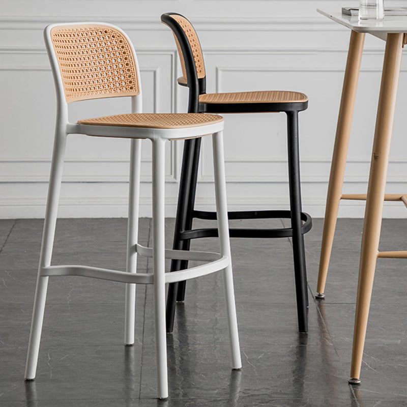 Nordic Backrest Counter Stool with Metal Base Plastic Armless Bar Chair