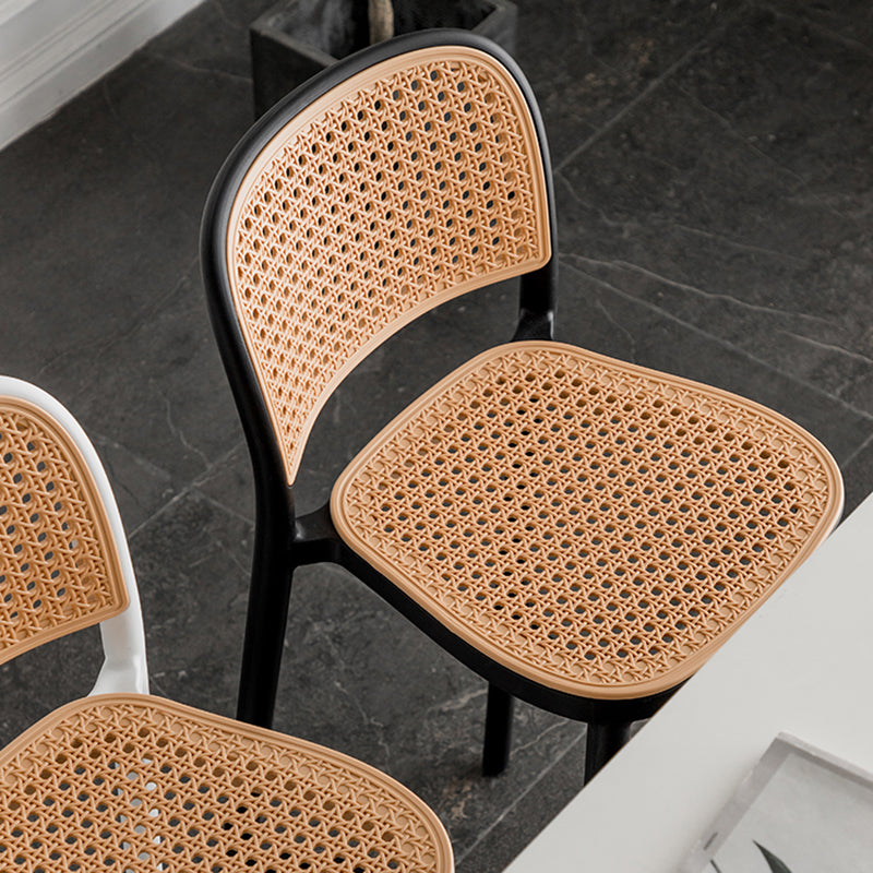 Nordic Backrest Counter Stool with Metal Base Plastic Armless Bar Chair