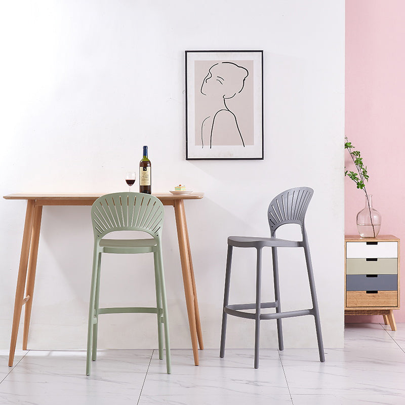 Backrest Counter High Stool Plastic Industrial Armless Cafe Bar Stool