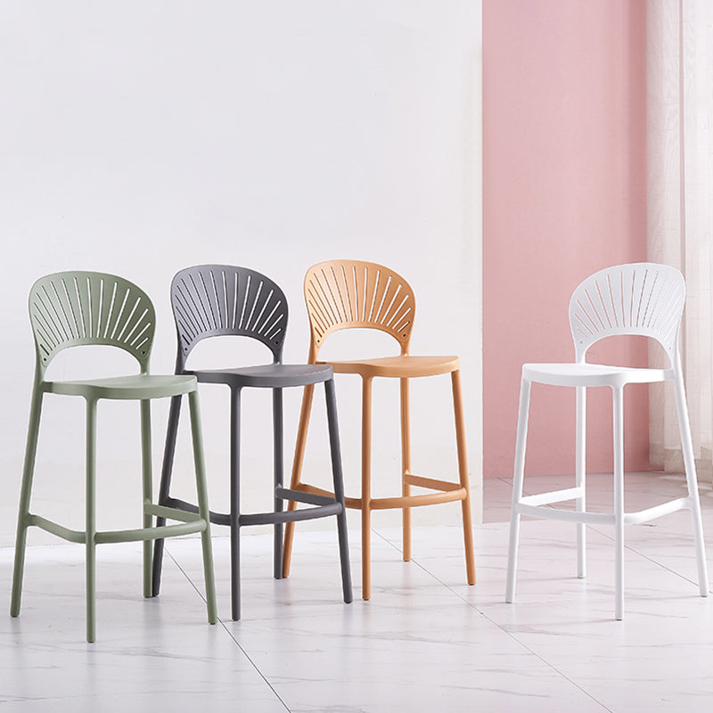 Backrest Counter High Stool Plastic Industrial Armless Cafe Bar Stool