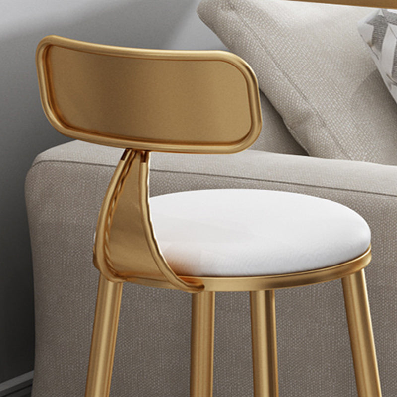 Faux Leather Armless Counter Stool Glam Style Round Low Back Bar Stool