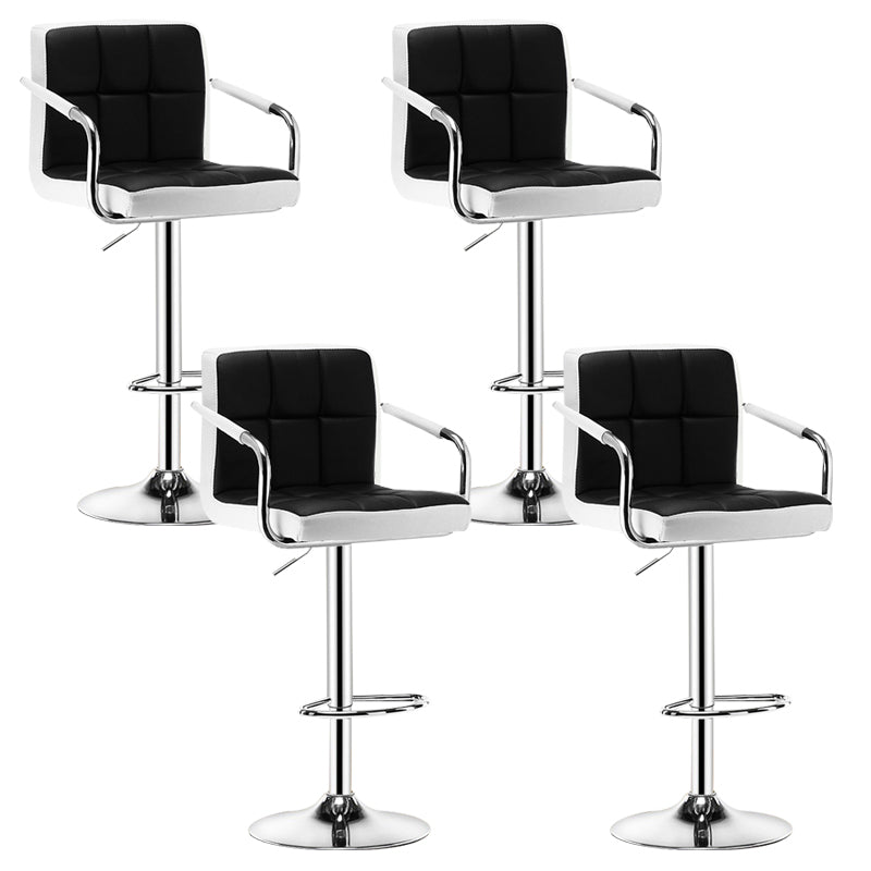 Contemporary Leather Counter Height Stools Adjustable Height Bar Stool