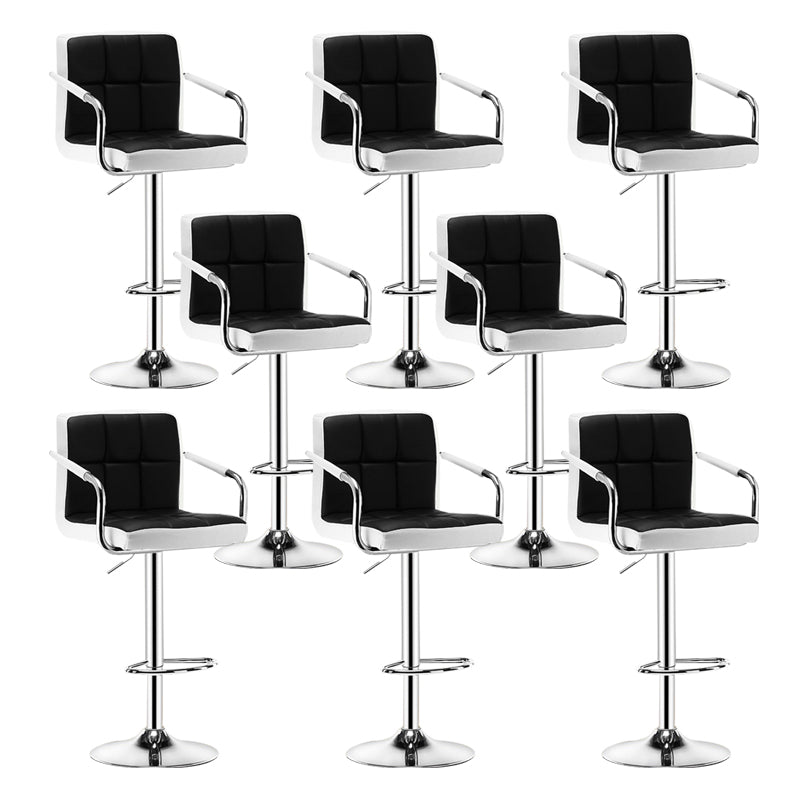 Contemporary Leather Counter Height Stools Adjustable Height Bar Stool