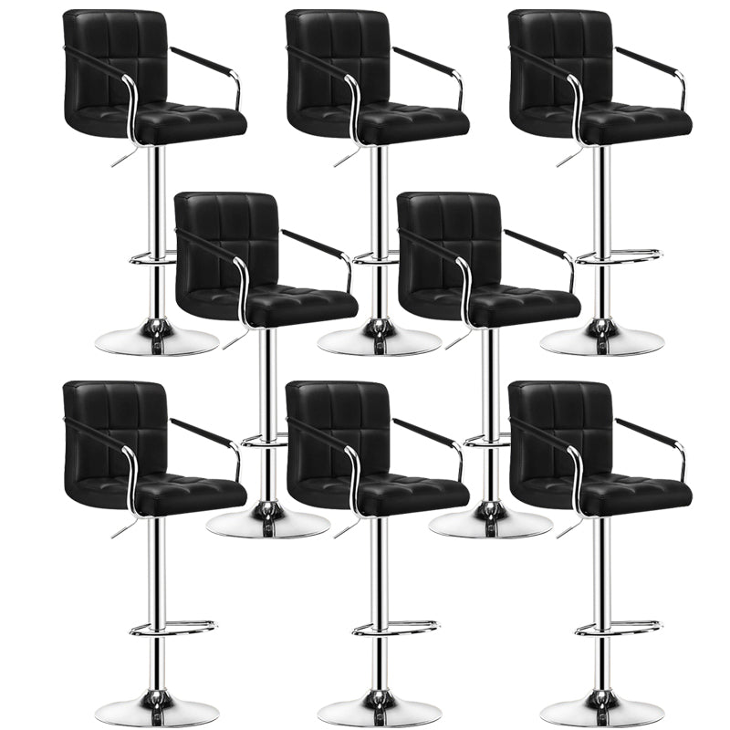 Contemporary Leather Counter Height Stools Adjustable Height Bar Stool