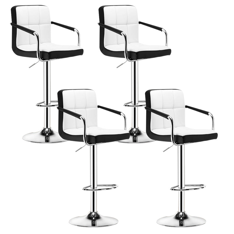 Contemporary Leather Counter Height Stools Adjustable Height Bar Stool
