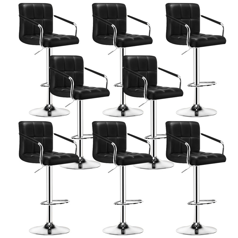 Contemporary Leather Counter Height Stools Adjustable Height Bar Stool