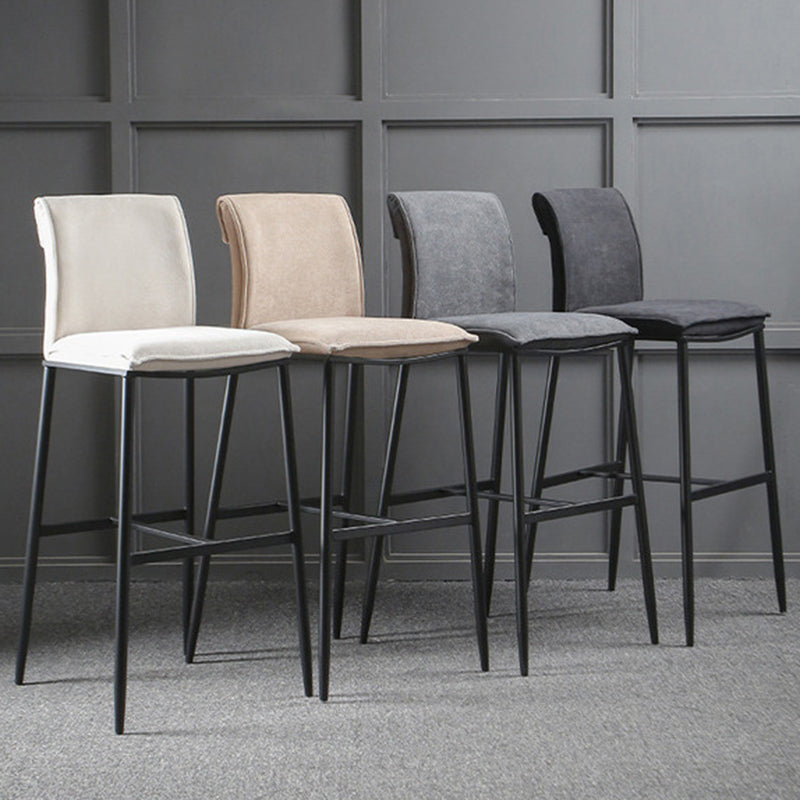 Contemporary Upholstered Counter Stool Low Back Bar Stool with Footrest