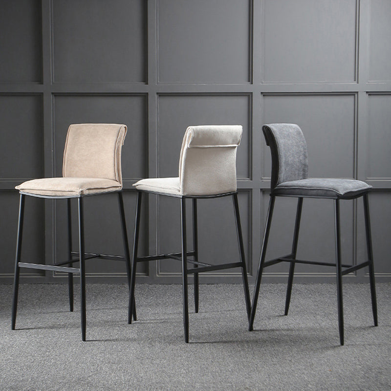 Contemporary Upholstered Counter Stool Low Back Bar Stool with Footrest