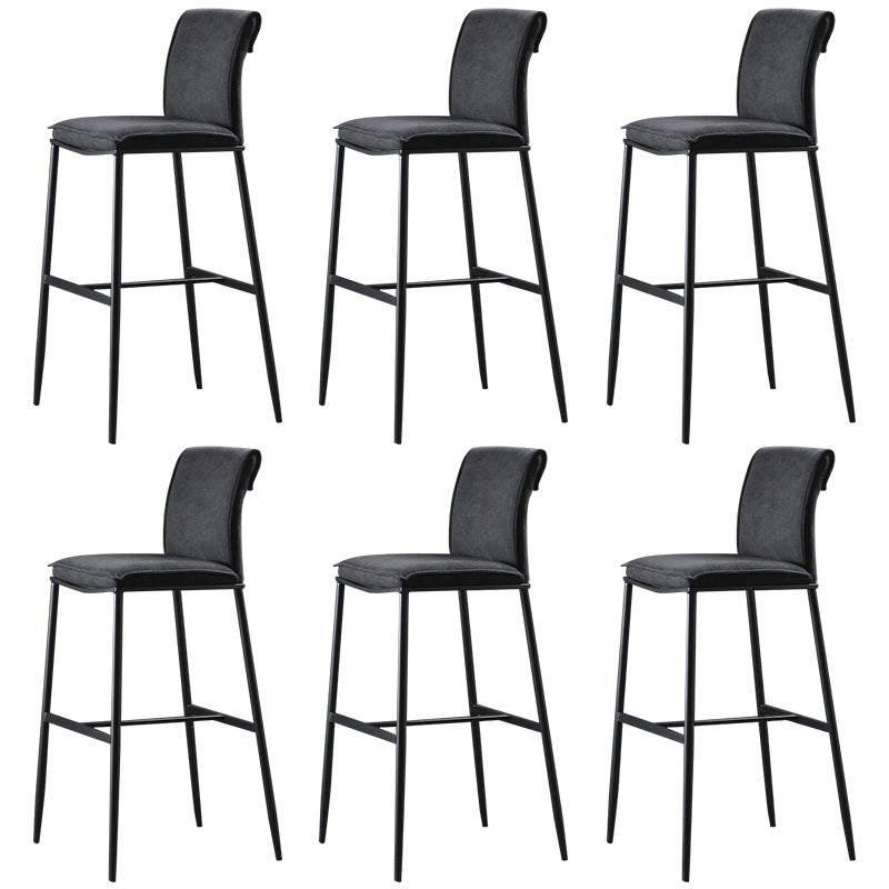 Contemporary Upholstered Counter Stool Low Back Bar Stool with Footrest