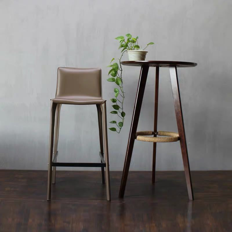 Modern Faux Leather Counter Stool Square Low Back Bar Stool with Footrest