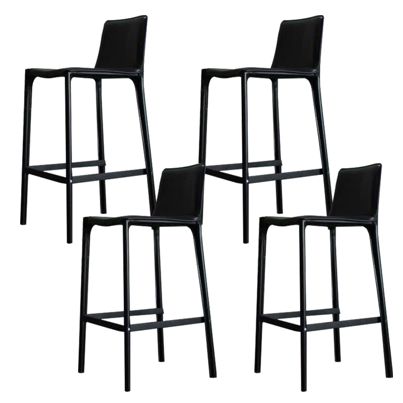 Modern Faux Leather Counter Stool Square Low Back Bar Stool with Footrest