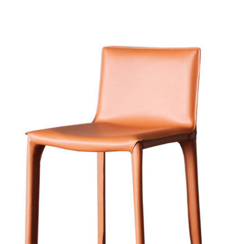 Modern Faux Leather Counter Stool Square Low Back Bar Stool with Footrest