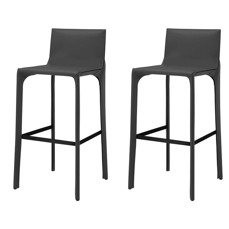 Modern Faux Leather Counter Stool Square Low Back Bar Stool with Footrest