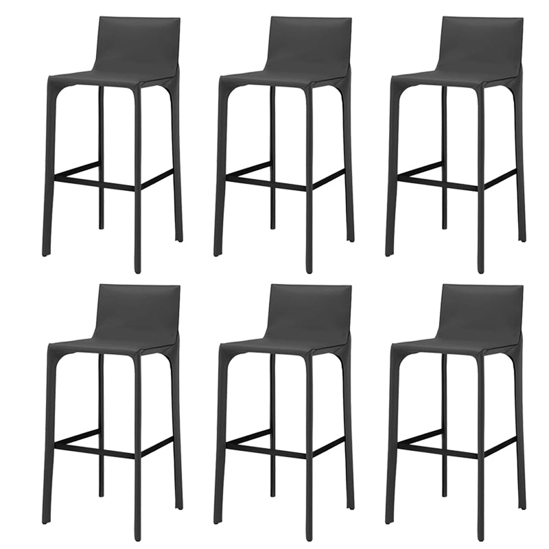 Modern Faux Leather Counter Stool Square Low Back Bar Stool with Footrest