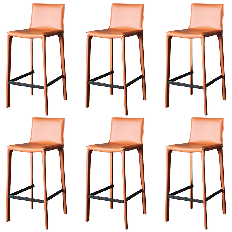 Modern Faux Leather Counter Stool Square Low Back Bar Stool with Footrest