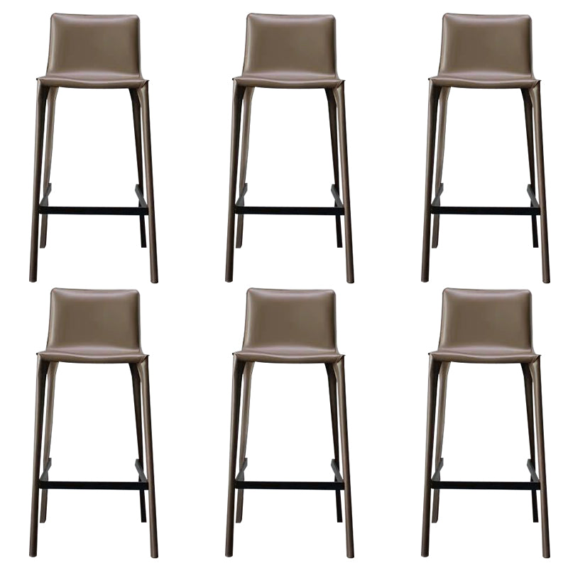 Modern Faux Leather Counter Stool Square Low Back Bar Stool with Footrest