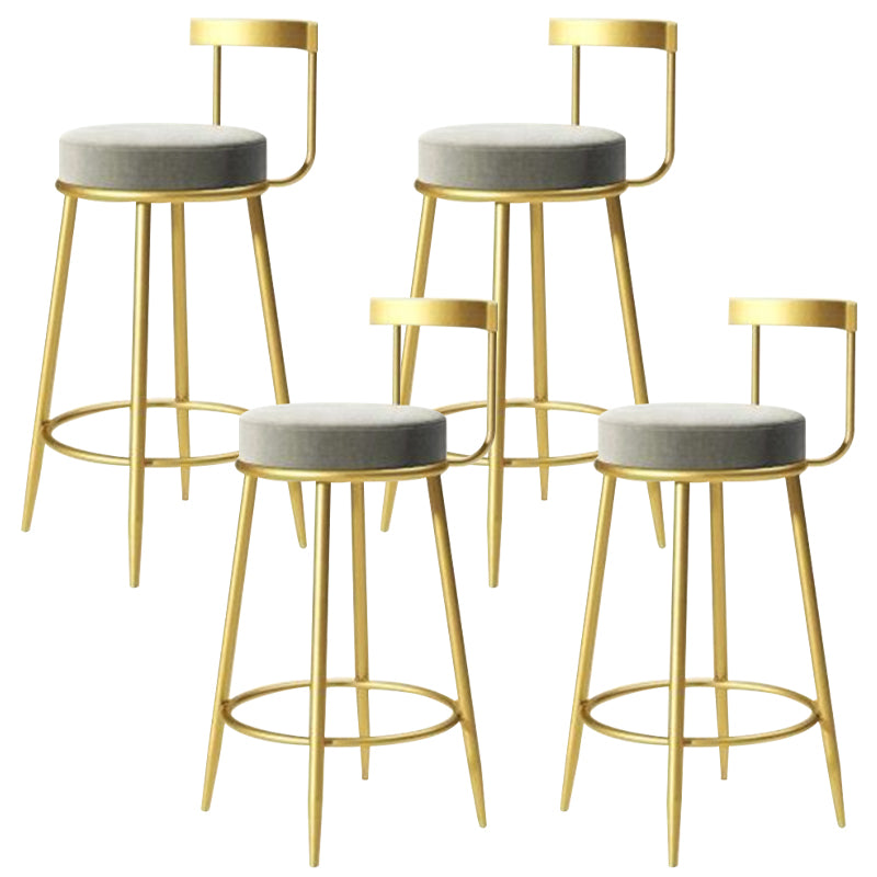 Modern Style Linen Counter Stool Round Low Back Bar Stool with Footrest