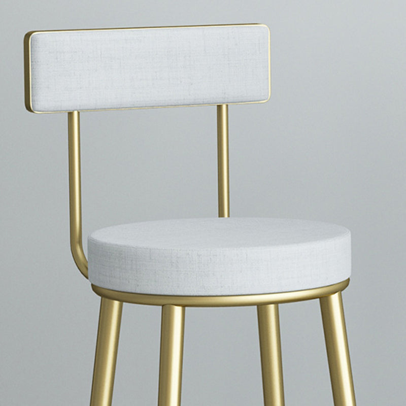 Modern Style Linen Counter Stool Round Low Back Bar Stool with Footrest