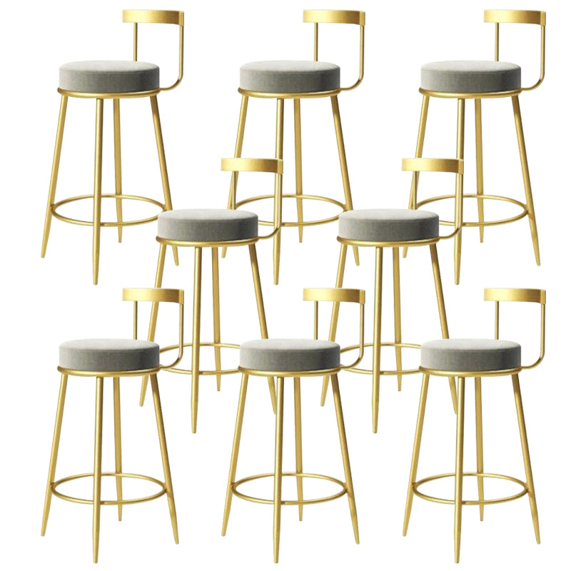 Modern Style Linen Counter Stool Round Low Back Bar Stool with Footrest