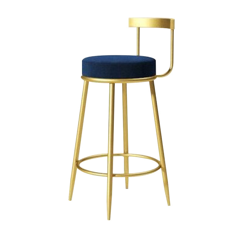 Modern Style Linen Counter Stool Round Low Back Bar Stool with Footrest