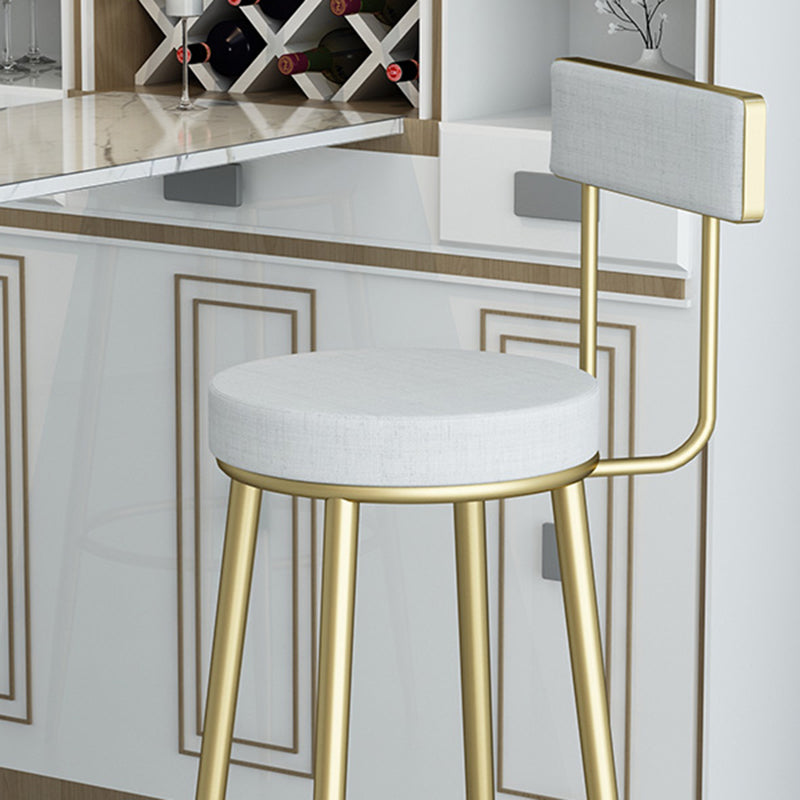 Modern Style Linen Counter Stool Round Low Back Bar Stool with Footrest