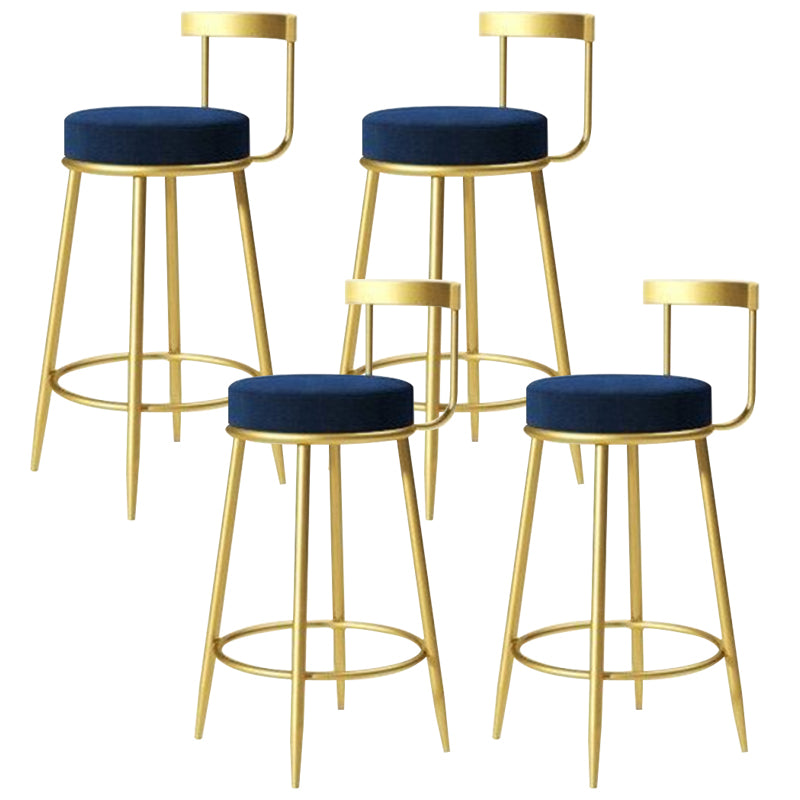 Modern Style Linen Counter Stool Round Low Back Bar Stool with Footrest