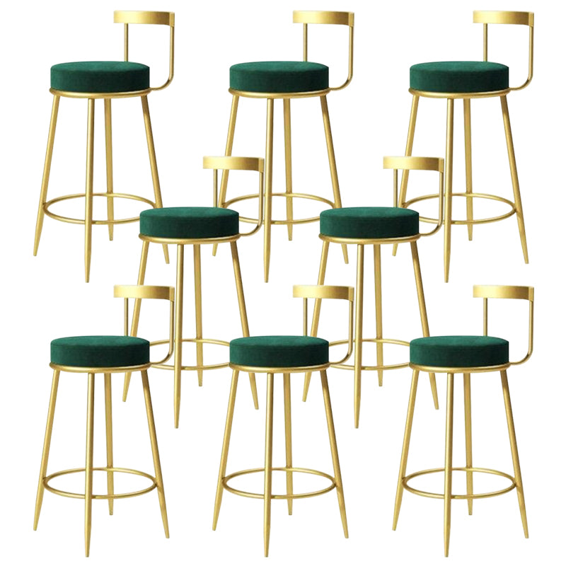Modern Style Linen Counter Stool Round Low Back Bar Stool with Footrest