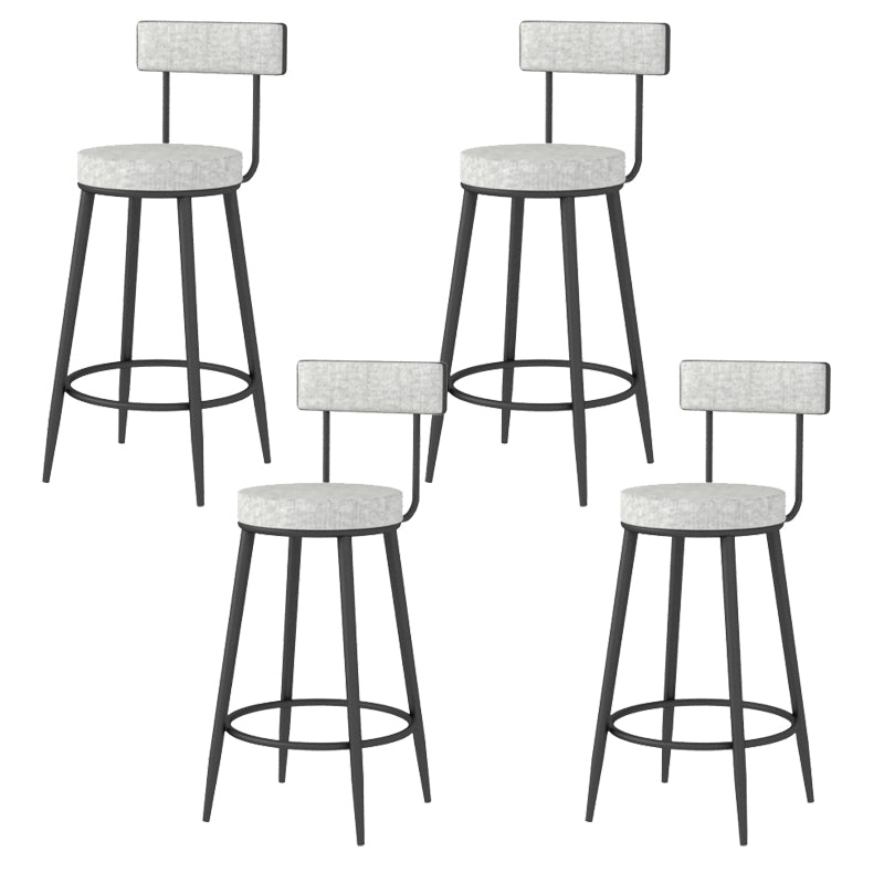 Modern Style Linen Counter Stool Round Low Back Bar Stool with Footrest