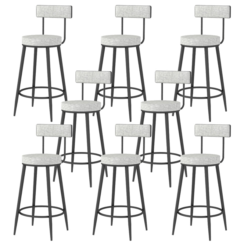 Modern Style Linen Counter Stool Round Low Back Bar Stool with Footrest