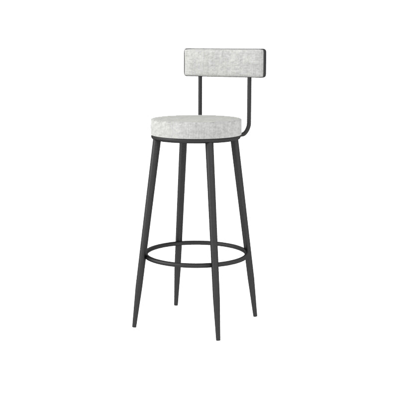 Modern Style Linen Counter Stool Round Low Back Bar Stool with Footrest
