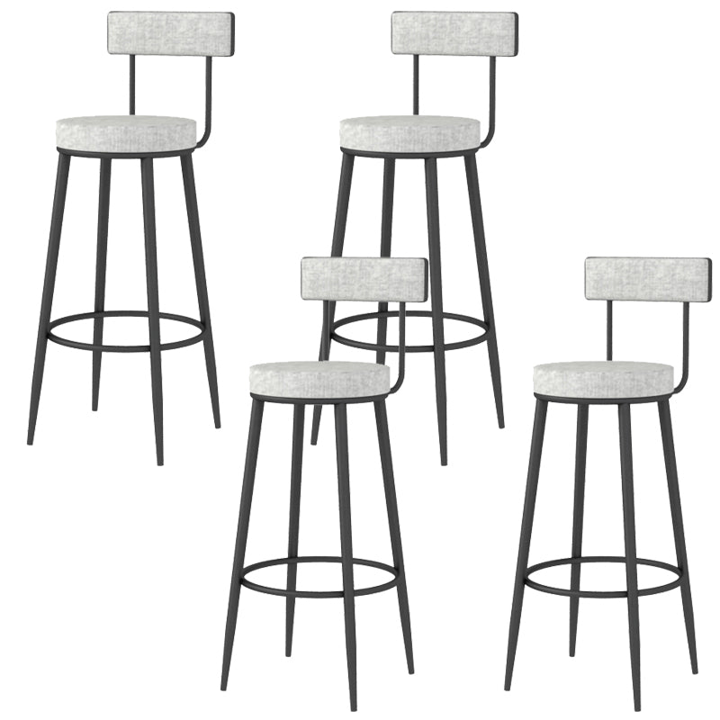 Modern Style Linen Counter Stool Round Low Back Bar Stool with Footrest