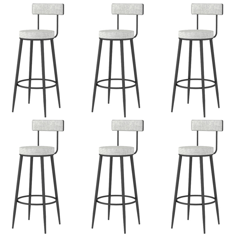 Modern Style Linen Counter Stool Round Low Back Bar Stool with Footrest