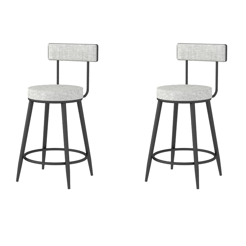 Modern Style Linen Counter Stool Round Low Back Bar Stool with Footrest