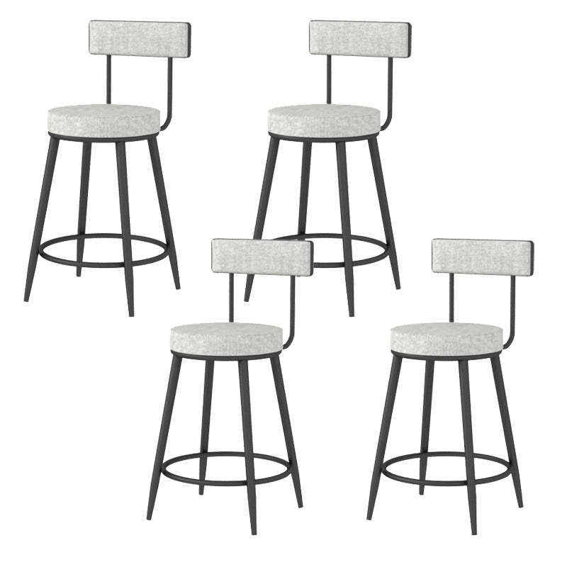 Modern Style Linen Counter Stool Round Low Back Bar Stool with Footrest