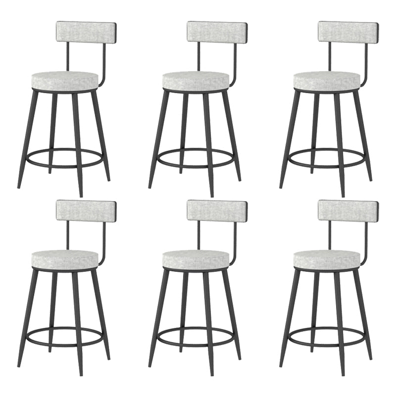 Modern Style Linen Counter Stool Round Low Back Bar Stool with Footrest