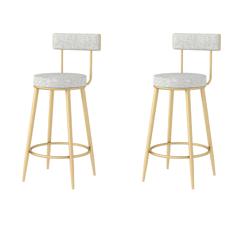 Modern Style Linen Counter Stool Round Low Back Bar Stool with Footrest