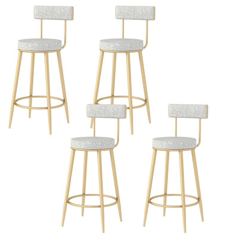 Modern Style Linen Counter Stool Round Low Back Bar Stool with Footrest